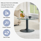 Round Glass Coffee Table With Black Pedestal Base - image 5