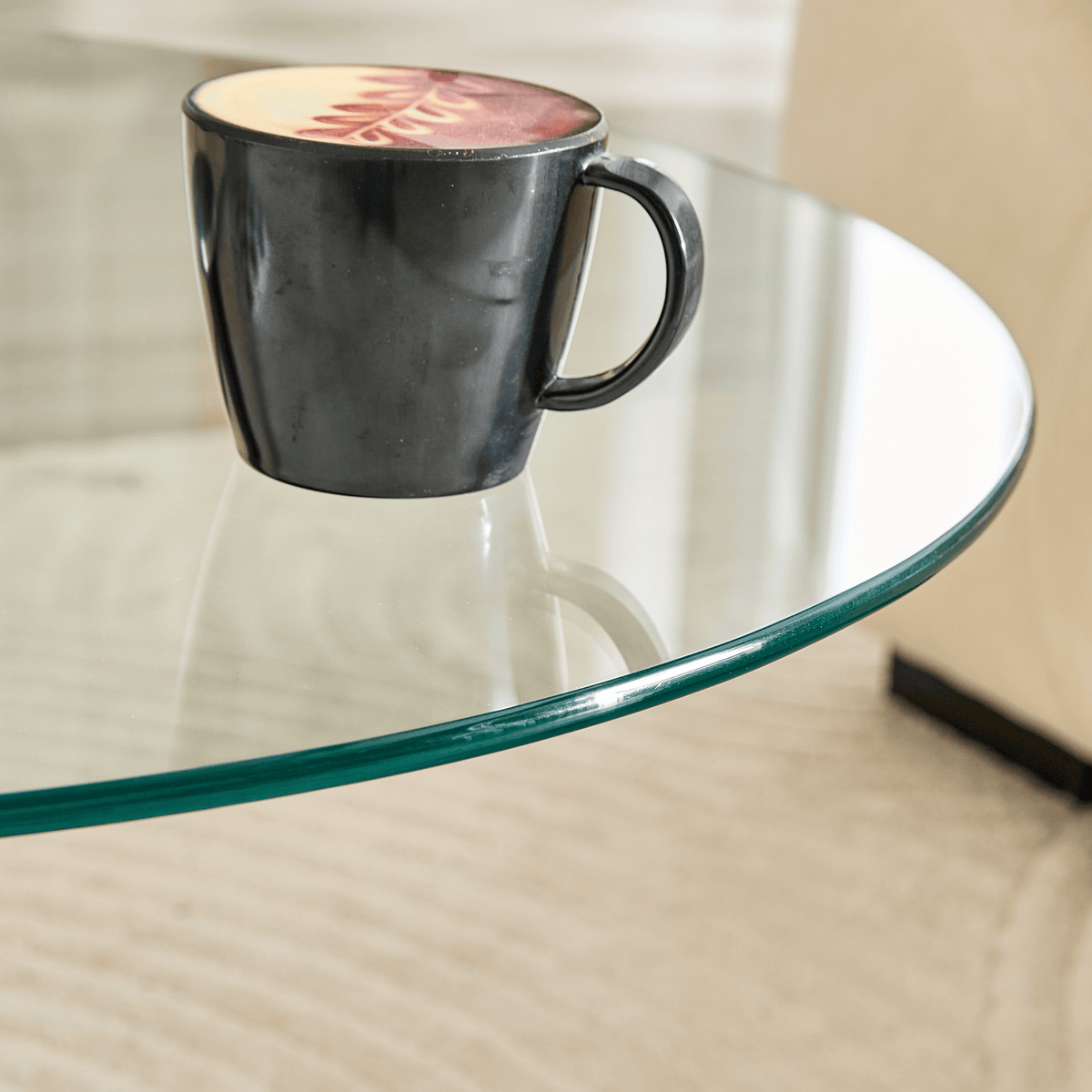 Round Glass Coffee Table With Black Pedestal Base - image 15