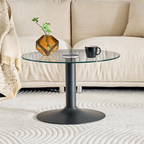 Round Glass Coffee Table With Black Pedestal Base - image 2