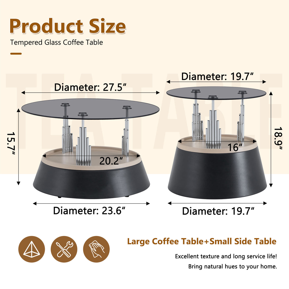 Luxury Black Round Nesting Coffee Tables - image 3