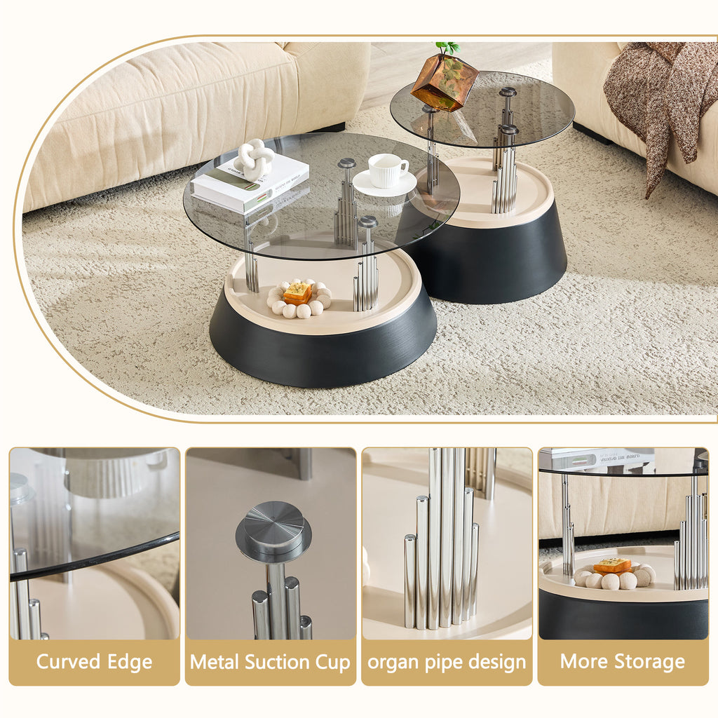 Luxury Black Round Nesting Coffee Tables - image 4