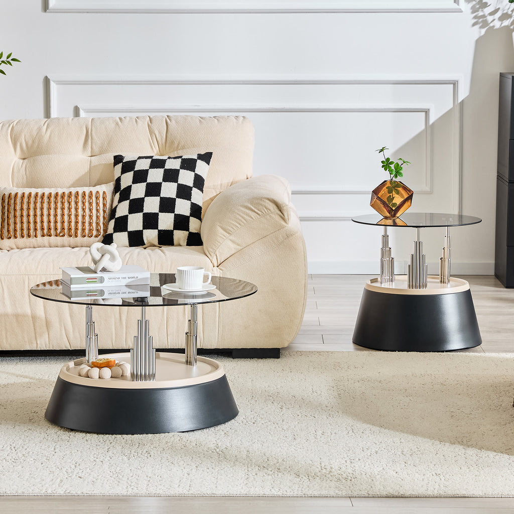 Luxury Black Round Nesting Coffee Tables - image 1