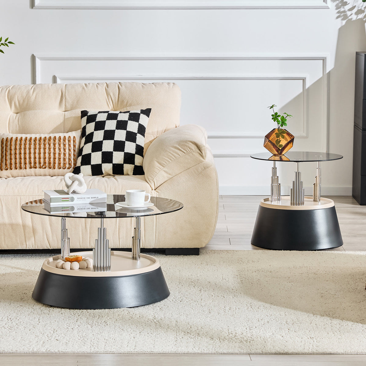 Luxury Black Round Nesting Coffee Tables - image 1