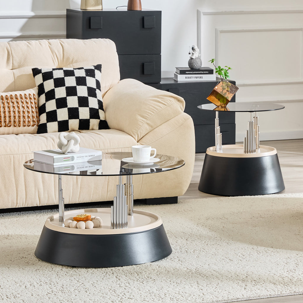 Luxury Black Round Nesting Coffee Tables - image 7