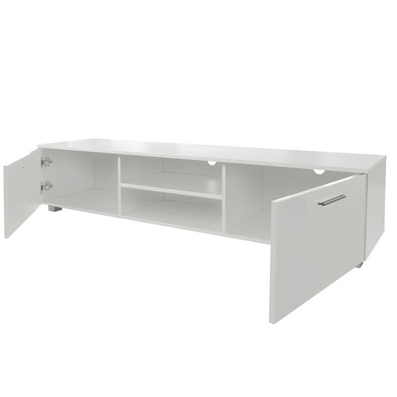 TV Stand Open Shelves Cabinet White 63"