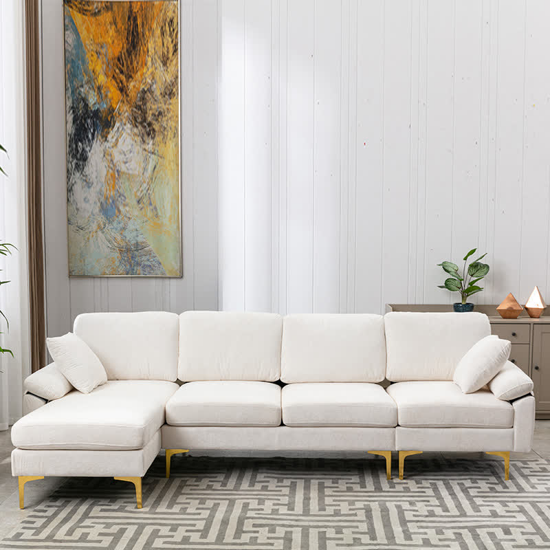 Upholstered Cectional Sofa Ottoman White