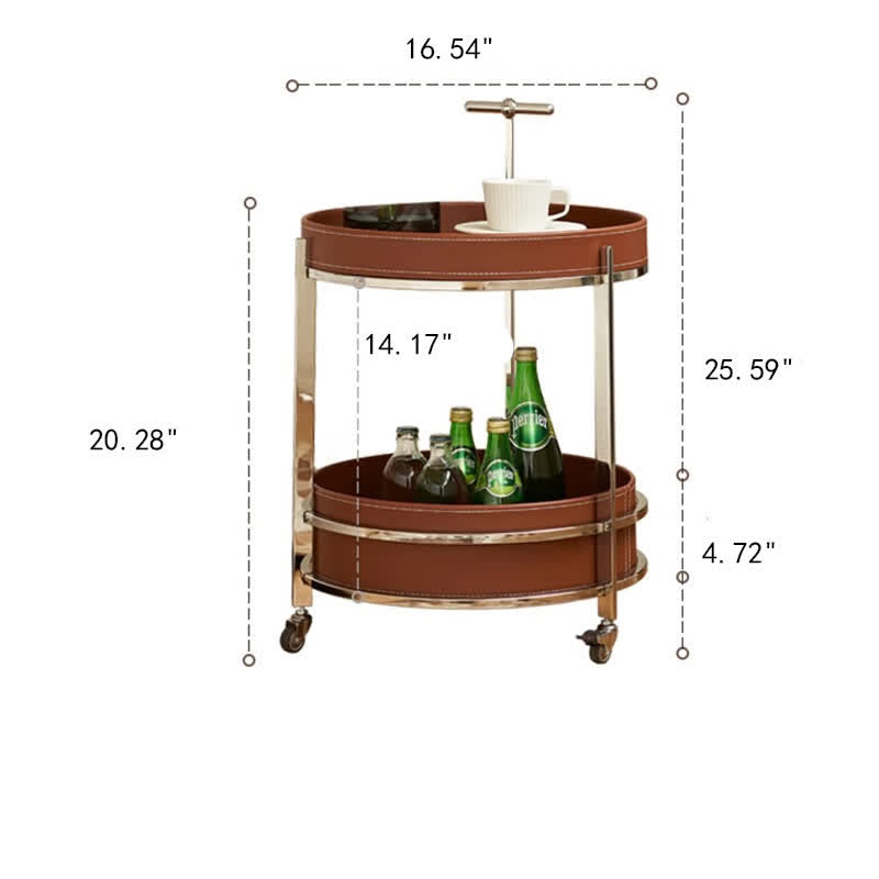 Saddle Leather Shelf Movable Carts Side Tables