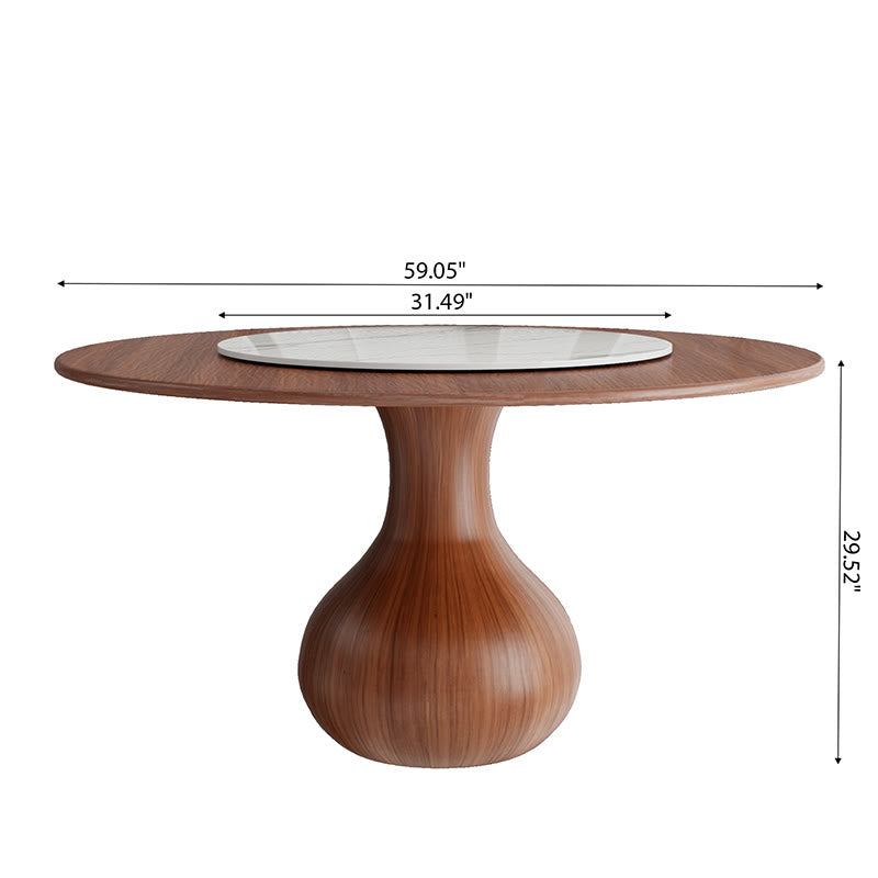 Stone Lazy Susan Wood Top Round Dining Table With Water Drop Base