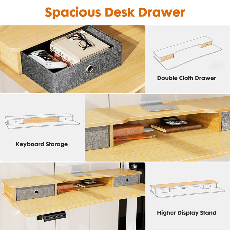 Electric Standing Desk Storage Drawer Table