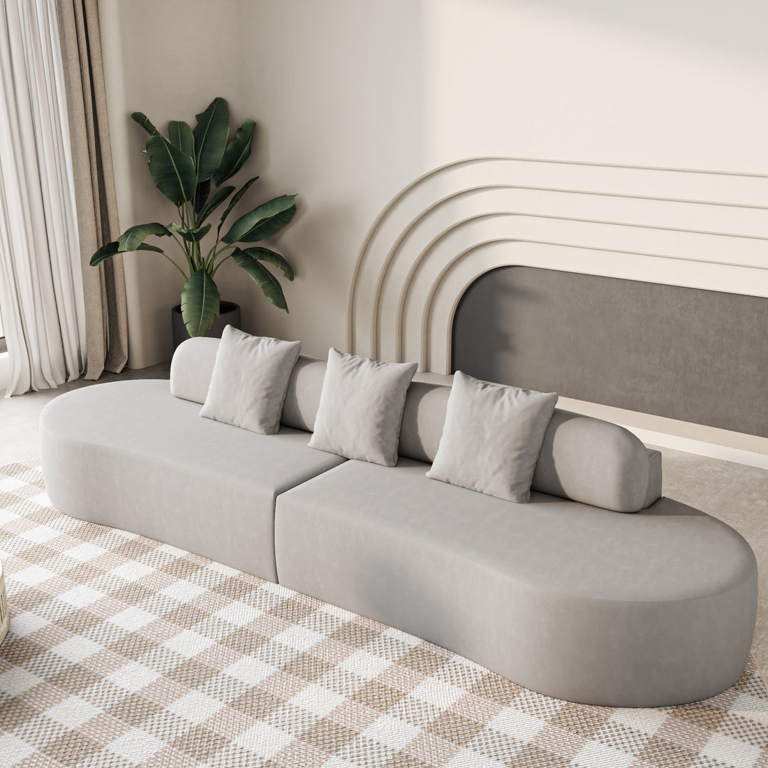 Modern Installation-Free Compression Upholstered Sofa