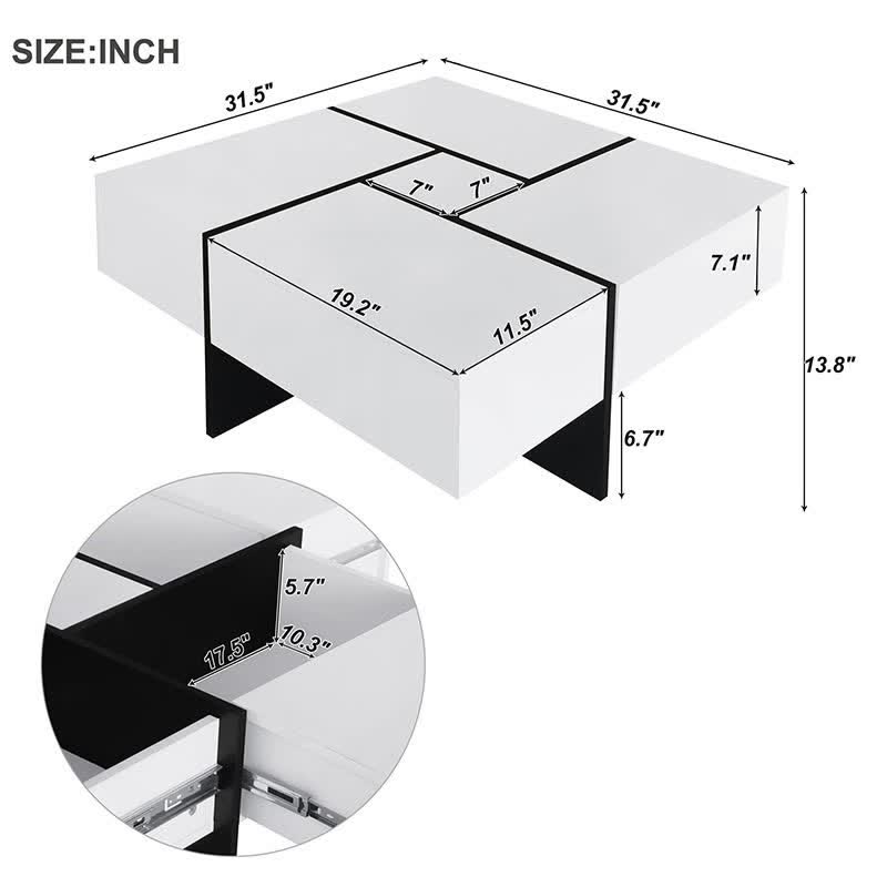 Extendable Coffee Table Square Cocktail Table - image 9
