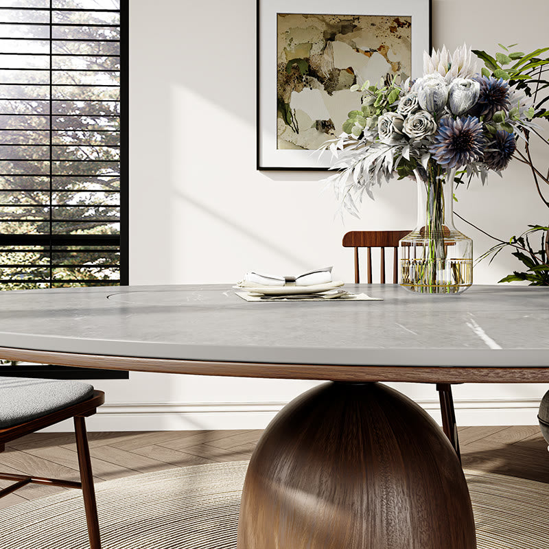 Built-in Lazy Susan Stone Dining Table