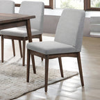 2x Gray Fabric Upholstered Wood Dining Chairs - image 3