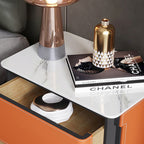Saddle Leather Bedside Table 3 Drawers - image 5