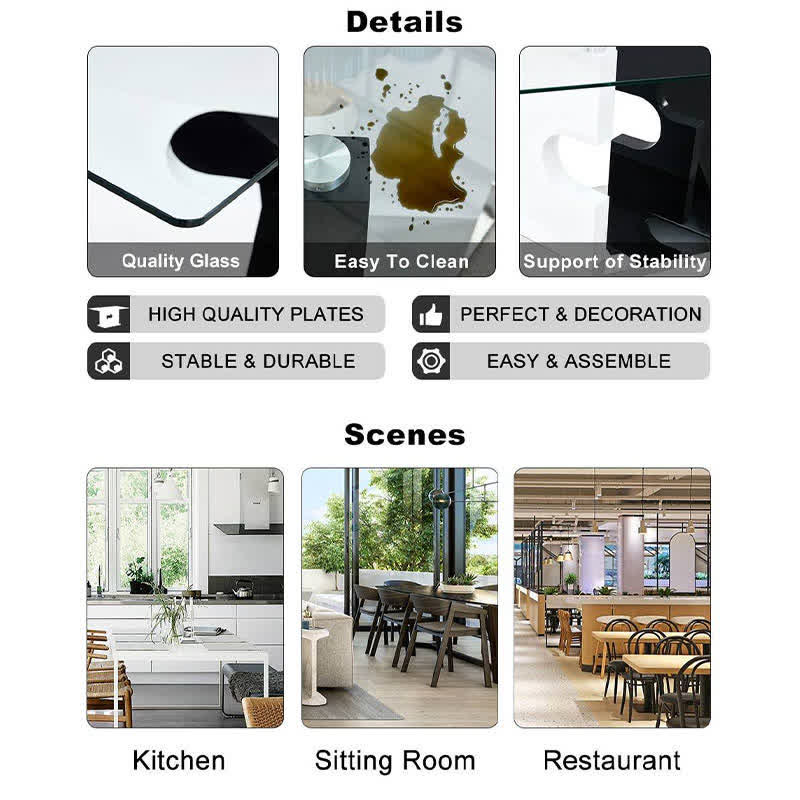 Kitchen Glass Rectangular Dining Table Artistic Base - image 5