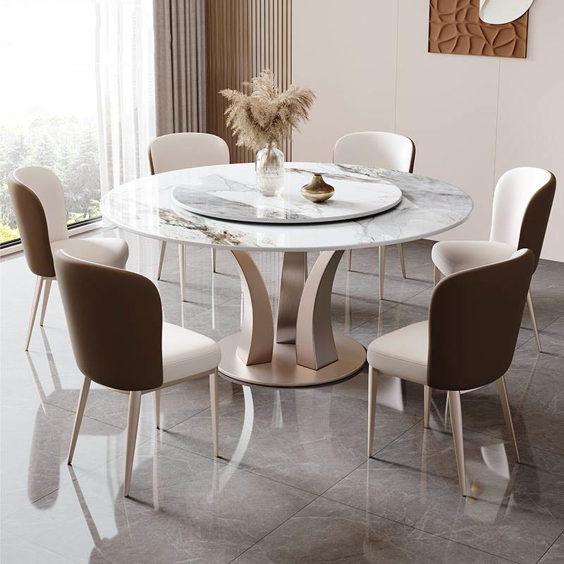 Modern Minimalist Pandora Slate Turntable Round Dining Table