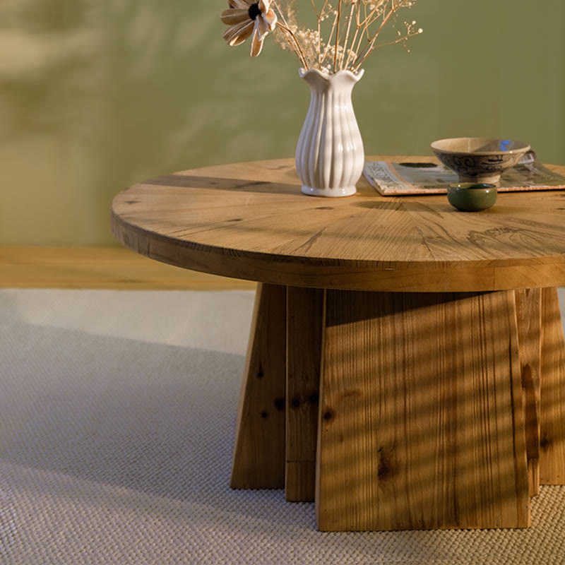 Mid-Century Classic Solid Wood Round Coffee Table