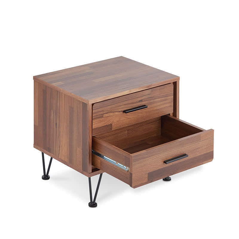 Wooden Nightstand Drawer Bedside Table Walnut