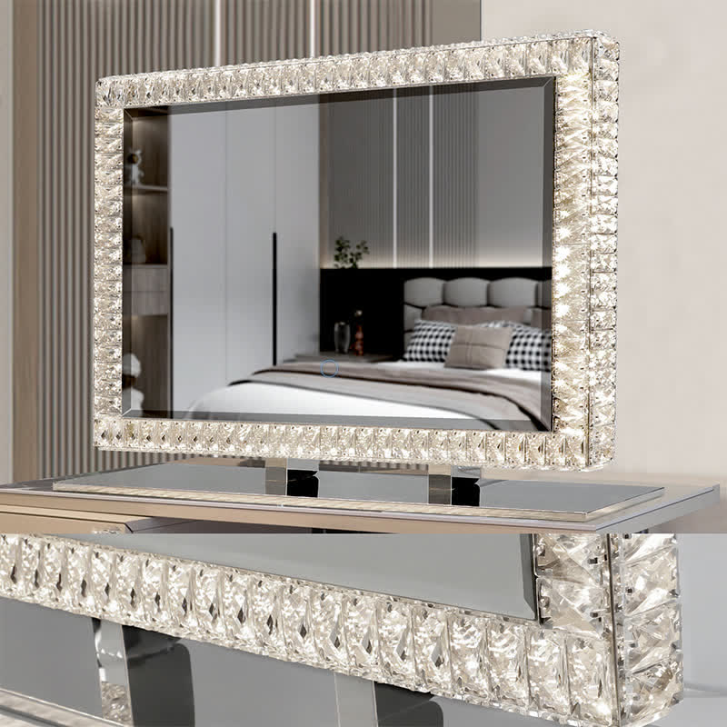 Tabletop Bathroom LED Crystals Makeup Mirror - image 5