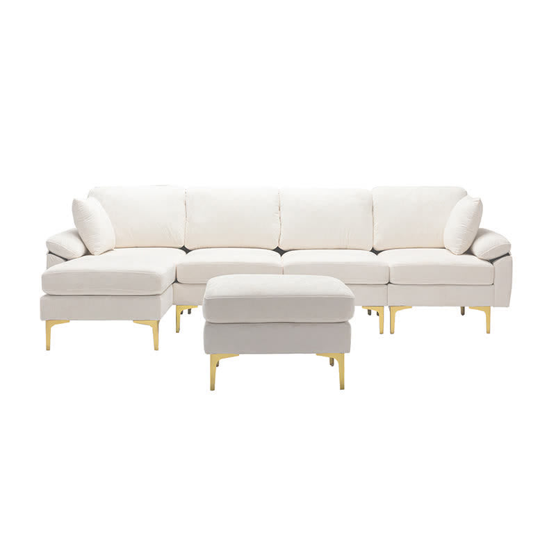 Upholstered Cectional Sofa Ottoman White