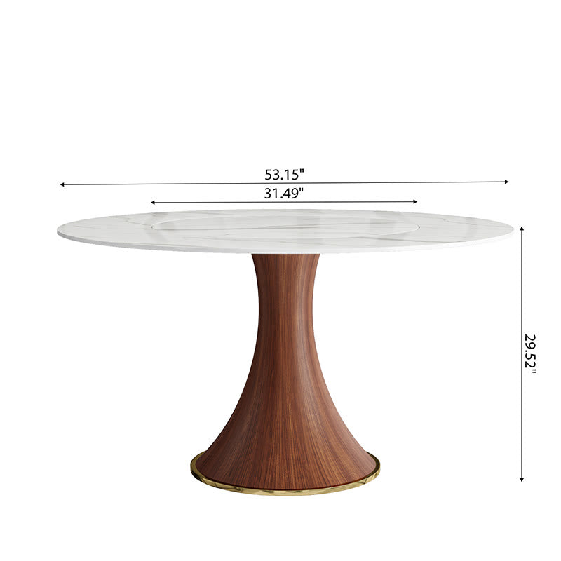 Mid-Century Modern Round Dining Table With Embed Lazy Susan