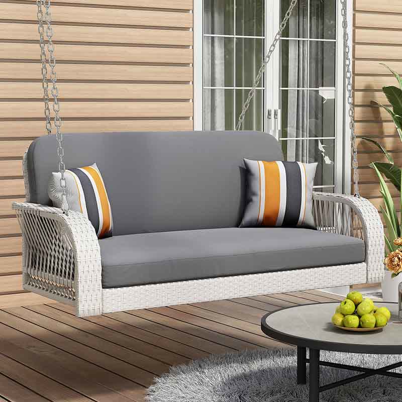 Wicker Porch Swing Patio Hanging Bench