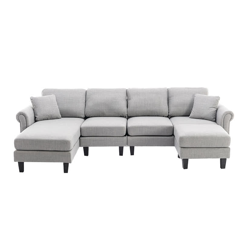 Living Room Linen Upholstered Sofa Chaise