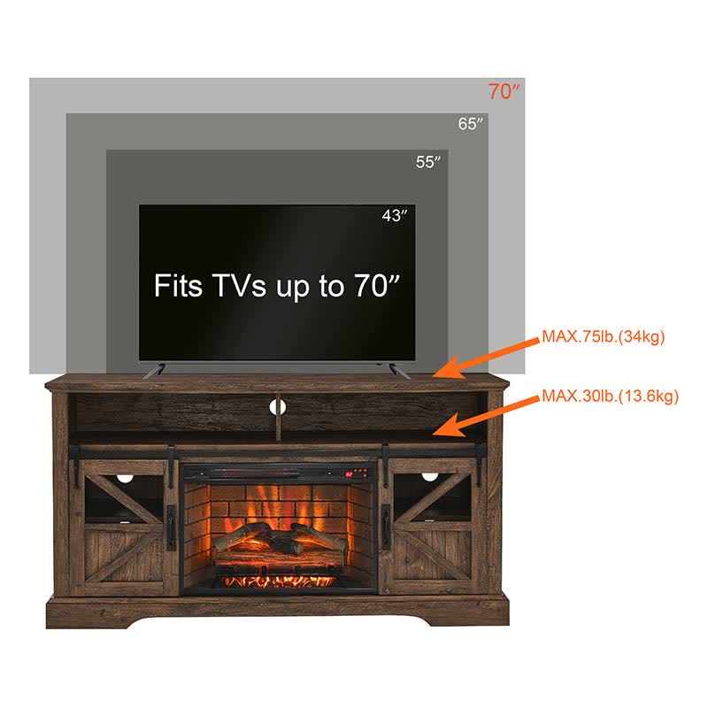 60" Electric Fireplace Farmhouse Sideboard