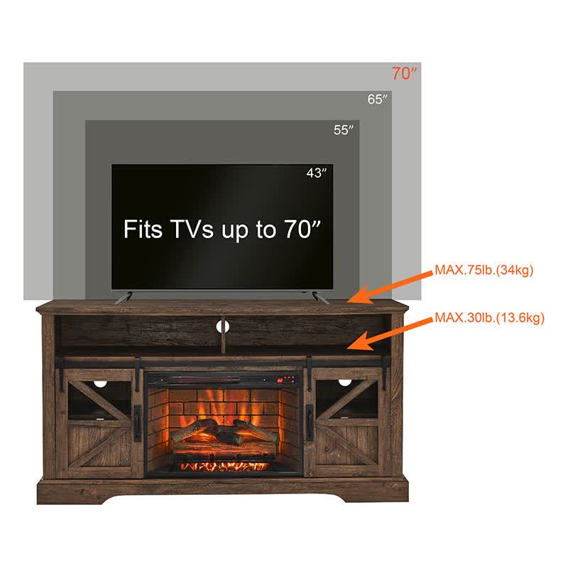 60" Electric Fireplace Farmhouse Sideboard