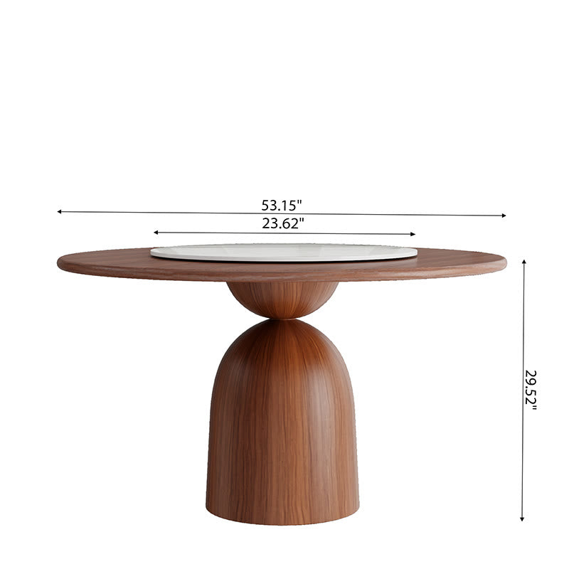 Stone Wooden Top  Lazy Susan Round Dining Table