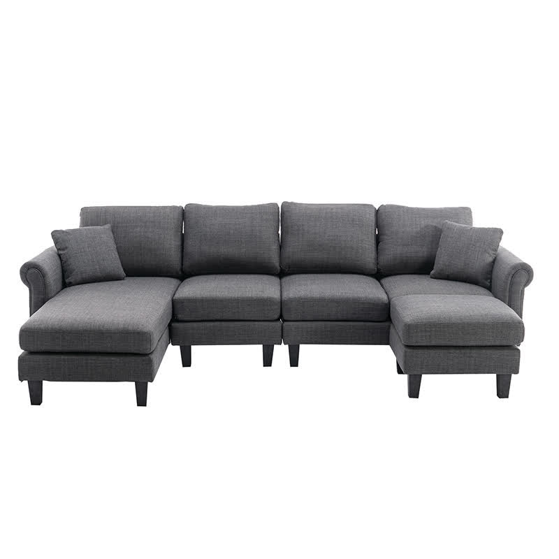 Living Room Linen Upholstered Sofa Chaise