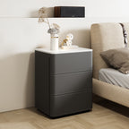 Leather Nightstand Side Table 3 Drawers - image 3
