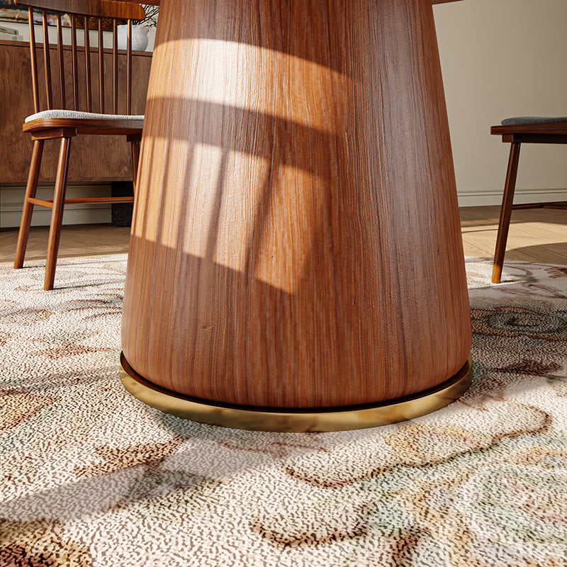 Rubber Wood Kitchen Round Dining Table With Bucket Base