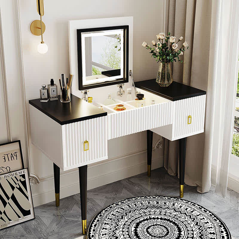 Vanity Table With LED Flip-top Mirror