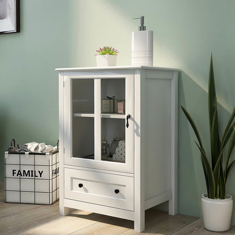 Buffet Storage Cabinet Glass Doors Sideboard