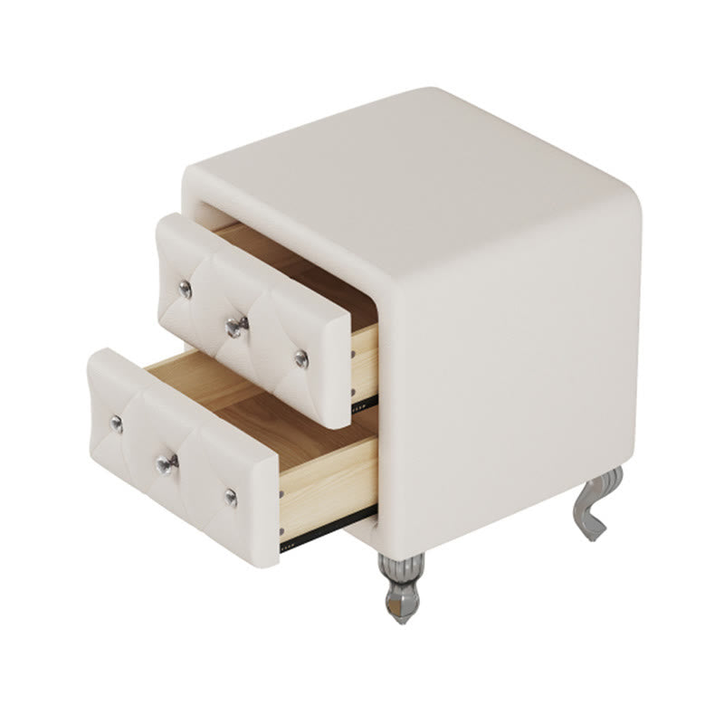 Modern Simple White Leather Nightstand