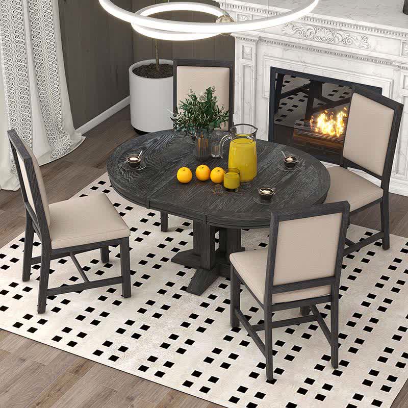 Extendable 42"-58" Round Dining Table Chairs Set