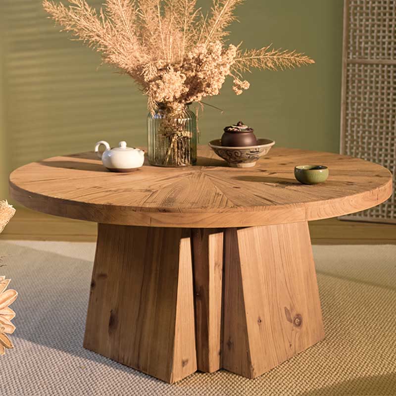 Mid-Century Classic Solid Wood Round Coffee Table