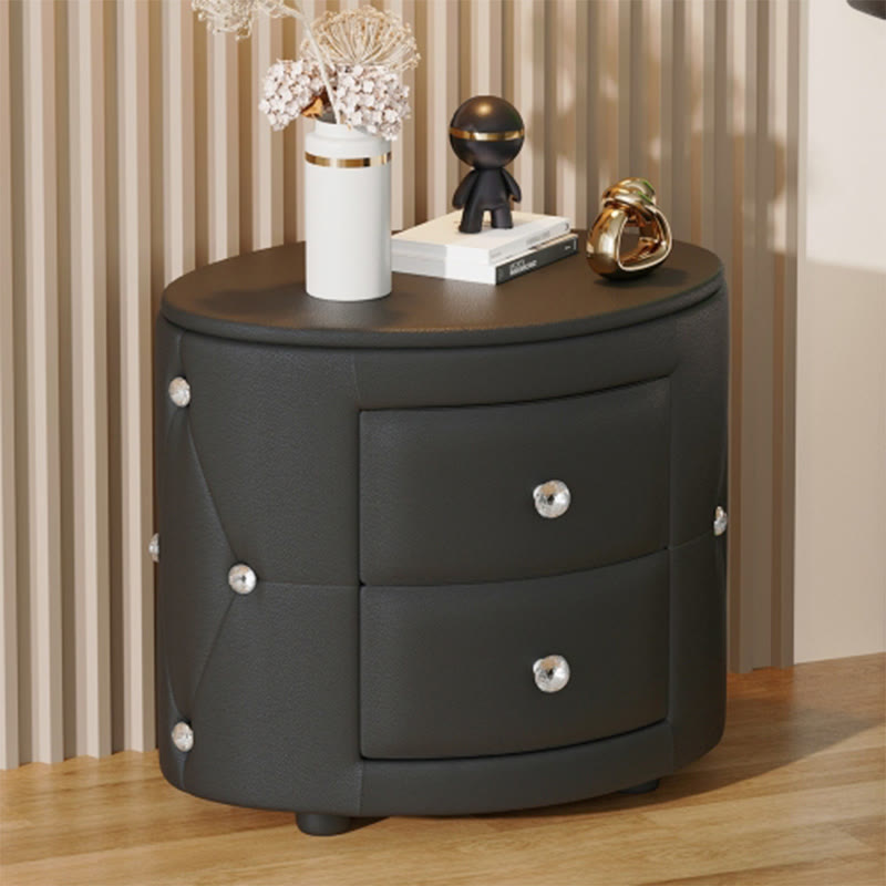 Modern Minimalist Oval Leather Nightstand