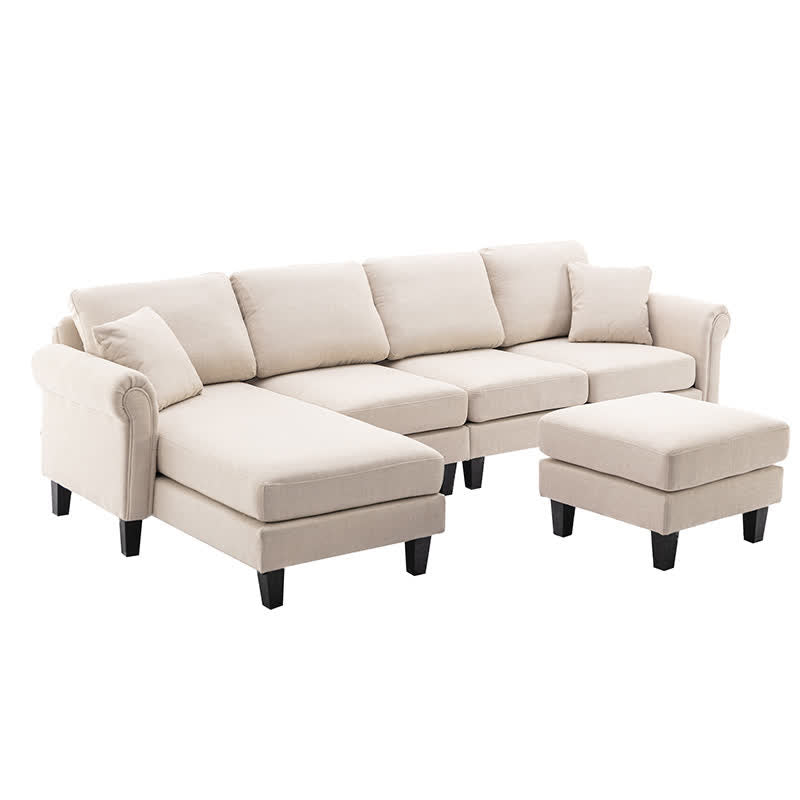 Living Room Linen Upholstered Sofa Chaise