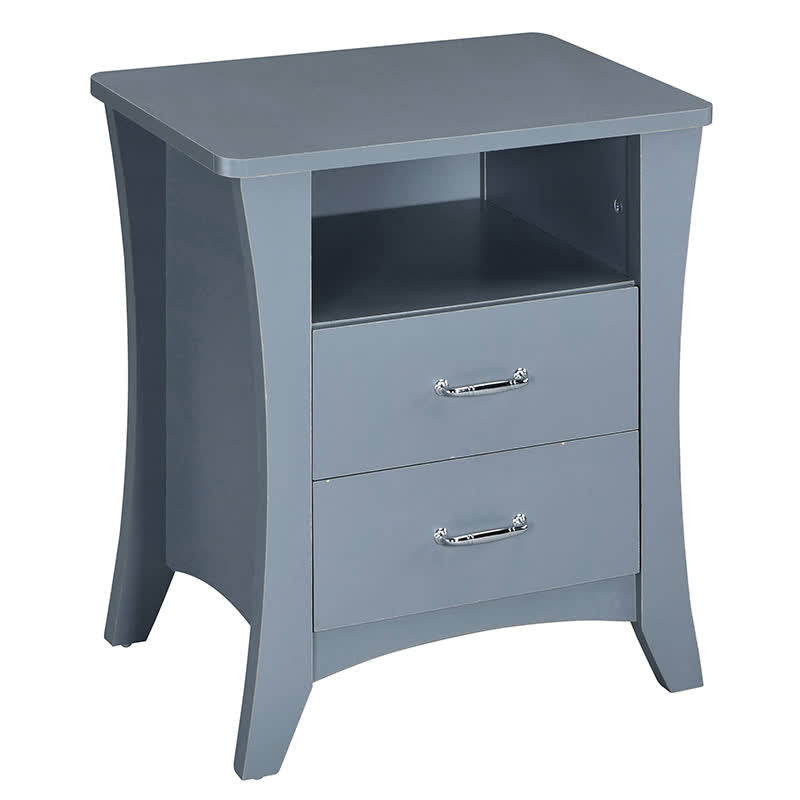 Bedside Nightstand with Open Shelving Drawers