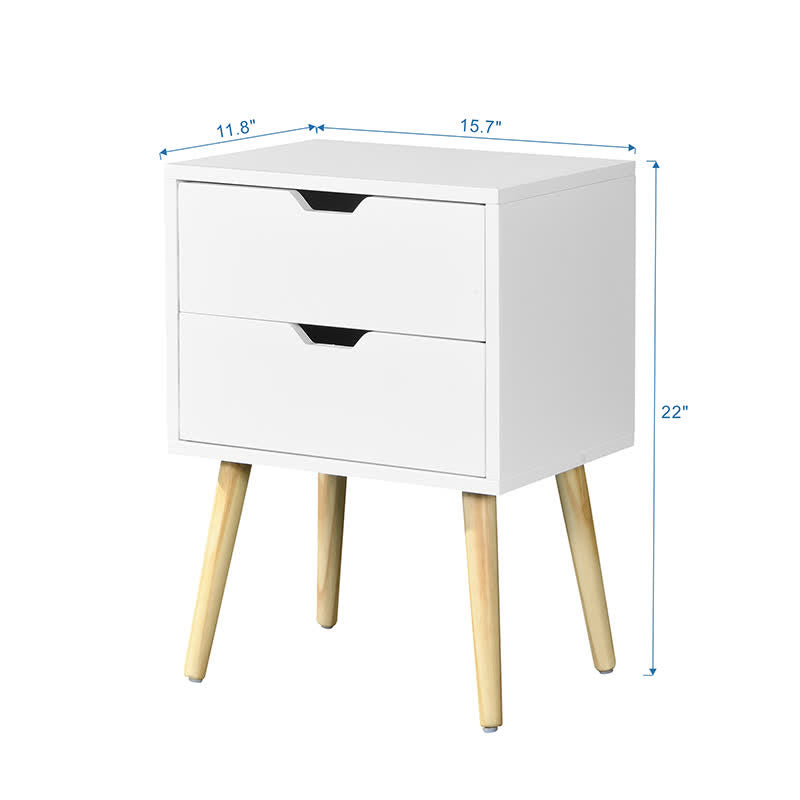 Side Table Nightstand With Rubber Wood Legs