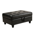 3PCS Sectional Sofa Black Faux Leather - image 5