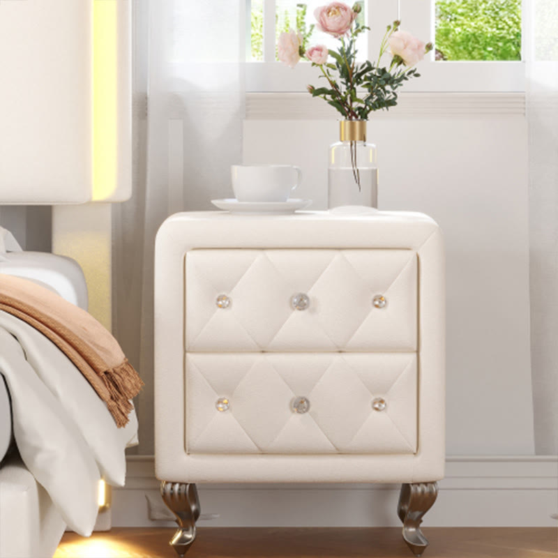 Modern Simple White Leather Nightstand