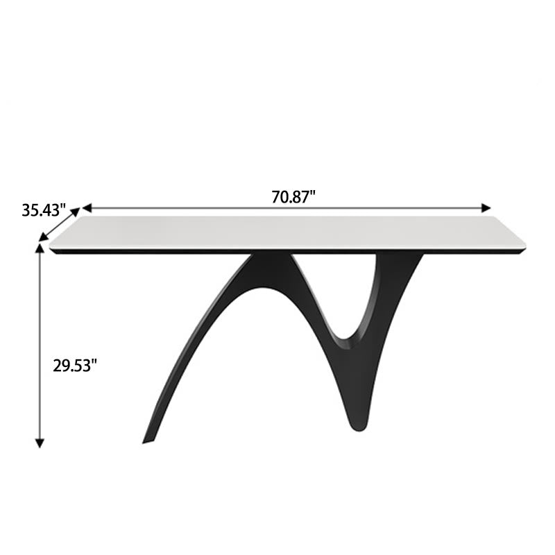 Modern Minimalist Z-Shaped Rectangular Dining Table with Black Base