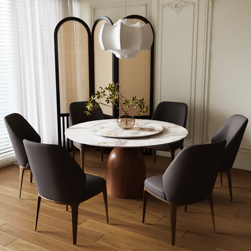 Wooden Base Turntable Dining Table