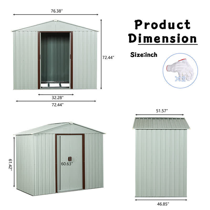 Outdoor Roomy Interior Storage Shed 6 x 5ft