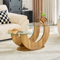Creative U-Shaped Double-Tier Glass Coffee Table - Wood - image 0