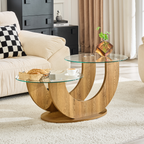Creative U-Shaped Double-Tier Glass Coffee Table - Wood - image 0