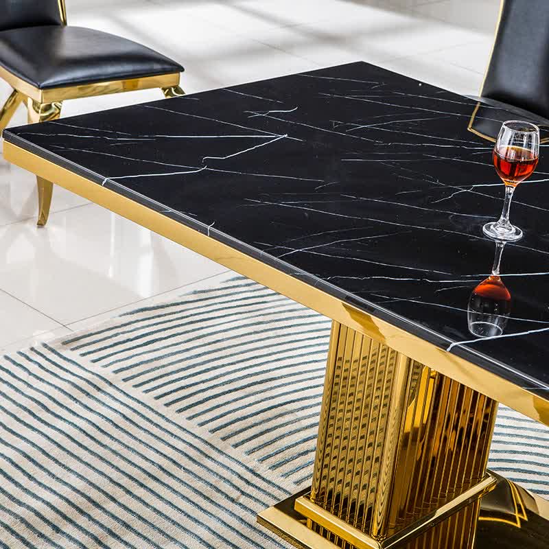 87" Rectangular Marble-Top Dining Table for Kitchen & Dining Room - image 4